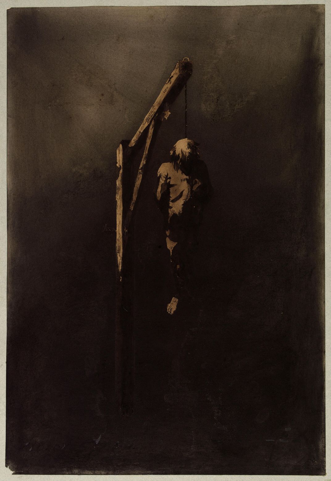 Victor hugo Ecce Lex (Le pendu) (Ecce Lex [hanged man]), 1854. Brown ink, brown and black wash, graphite, charcoal, and white gouache on paper.