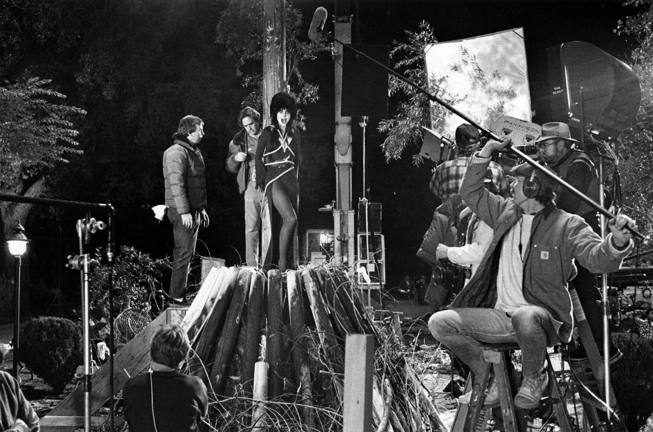 Cassandra Peterson as Elvira tied to stake in scene from her movie “Evira: Mistress of the Dark.” This photo was published in the March 20, 1988 Los Angeles Times.