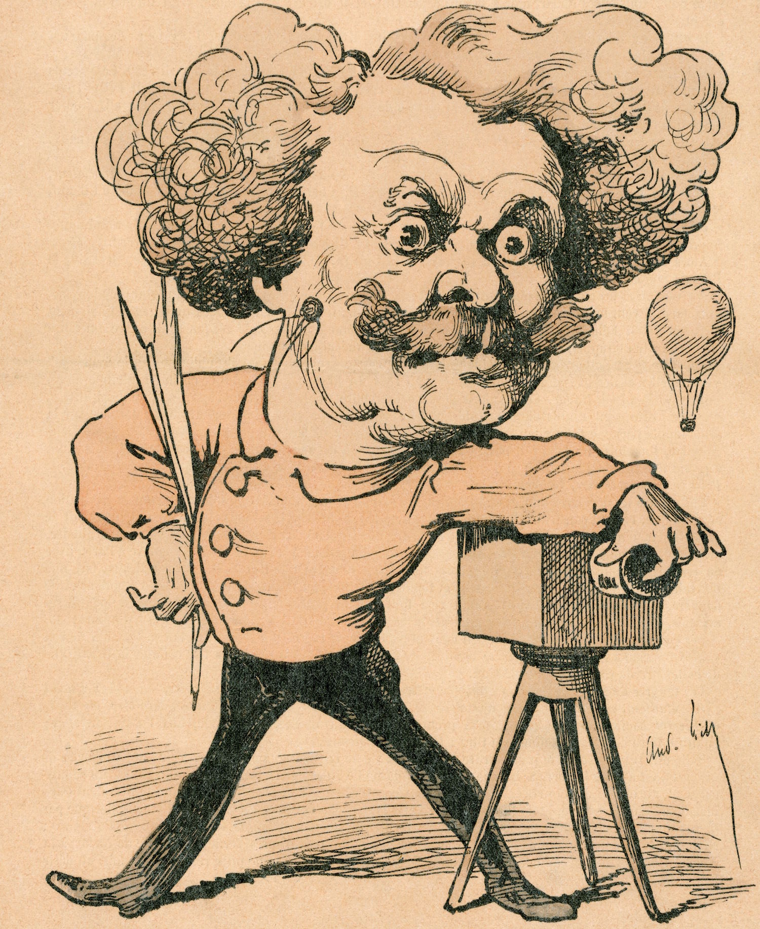 Nadar, caricature of photographer Nadar, (aka Gaspard-Felix Tournachon), circa 1878