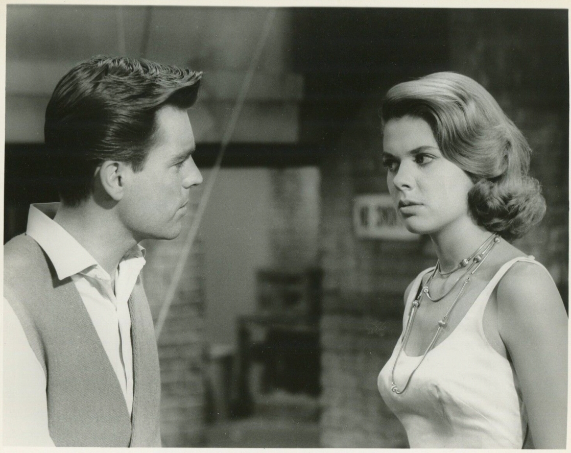 Robert Wagner and Nina Shipman in Say One for Me, released in 1959