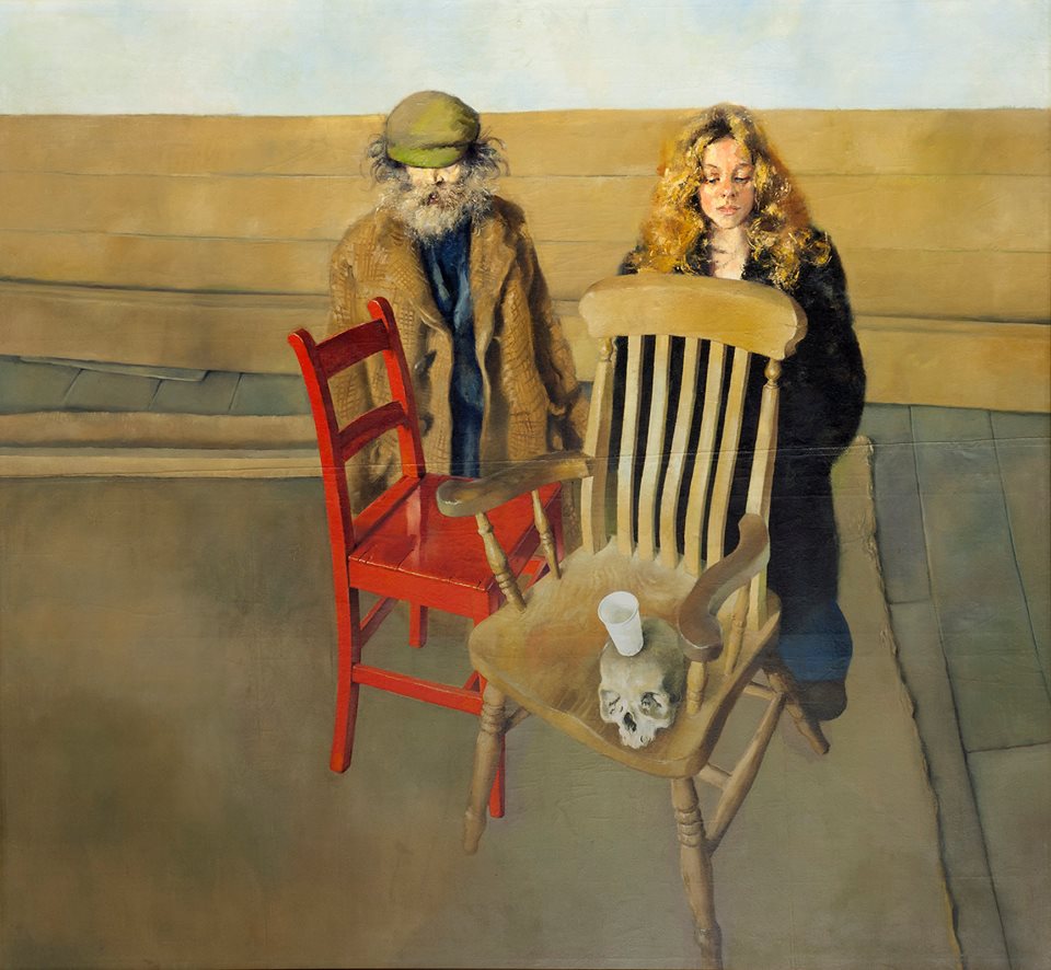 Diogenes and Belle at Prayer with Chairs. 1974 196 x 214 cm. Oil on canvas. Project 2 – Death & The Maiden