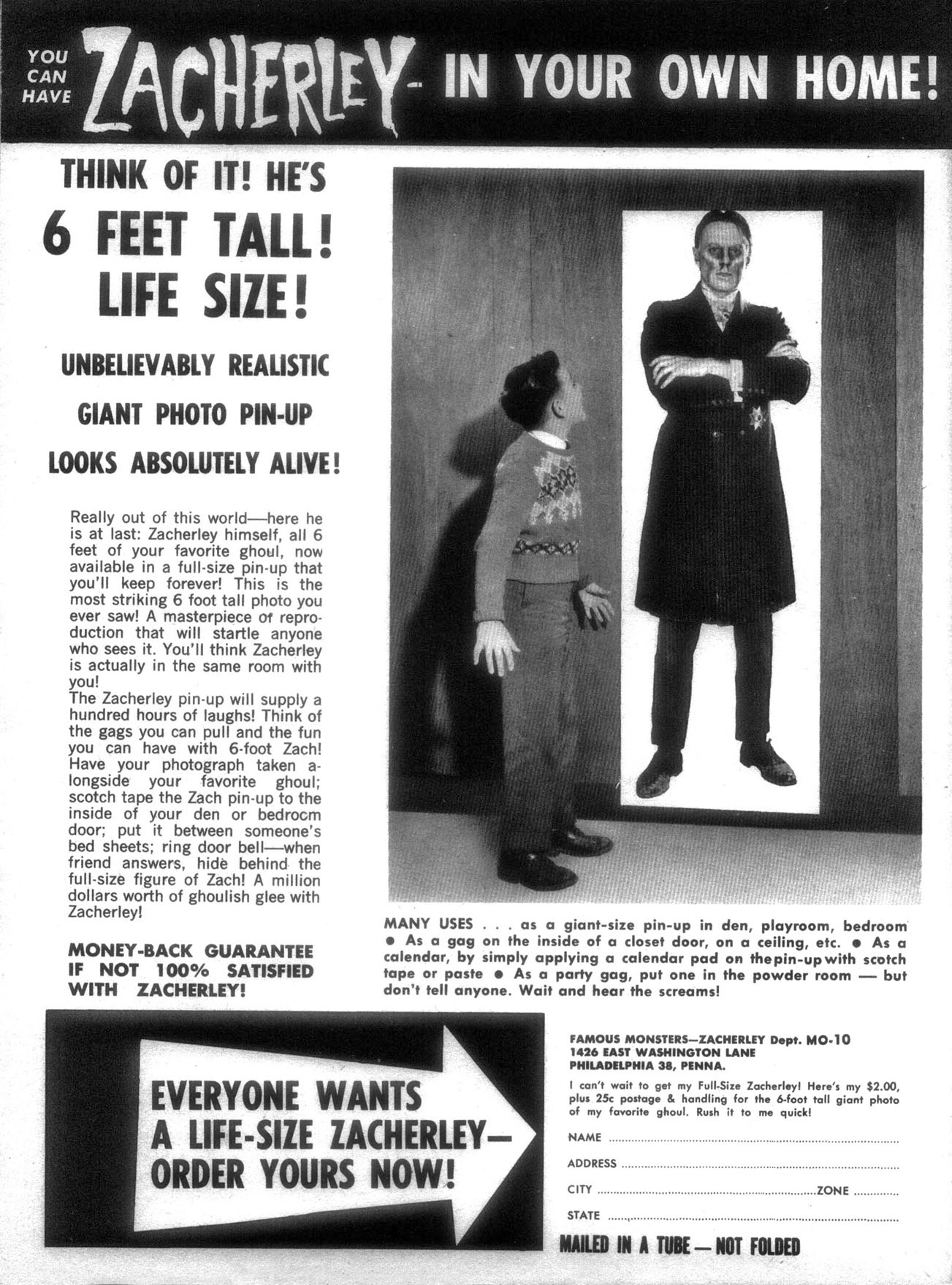 Zacherly vintage monster magazine advert