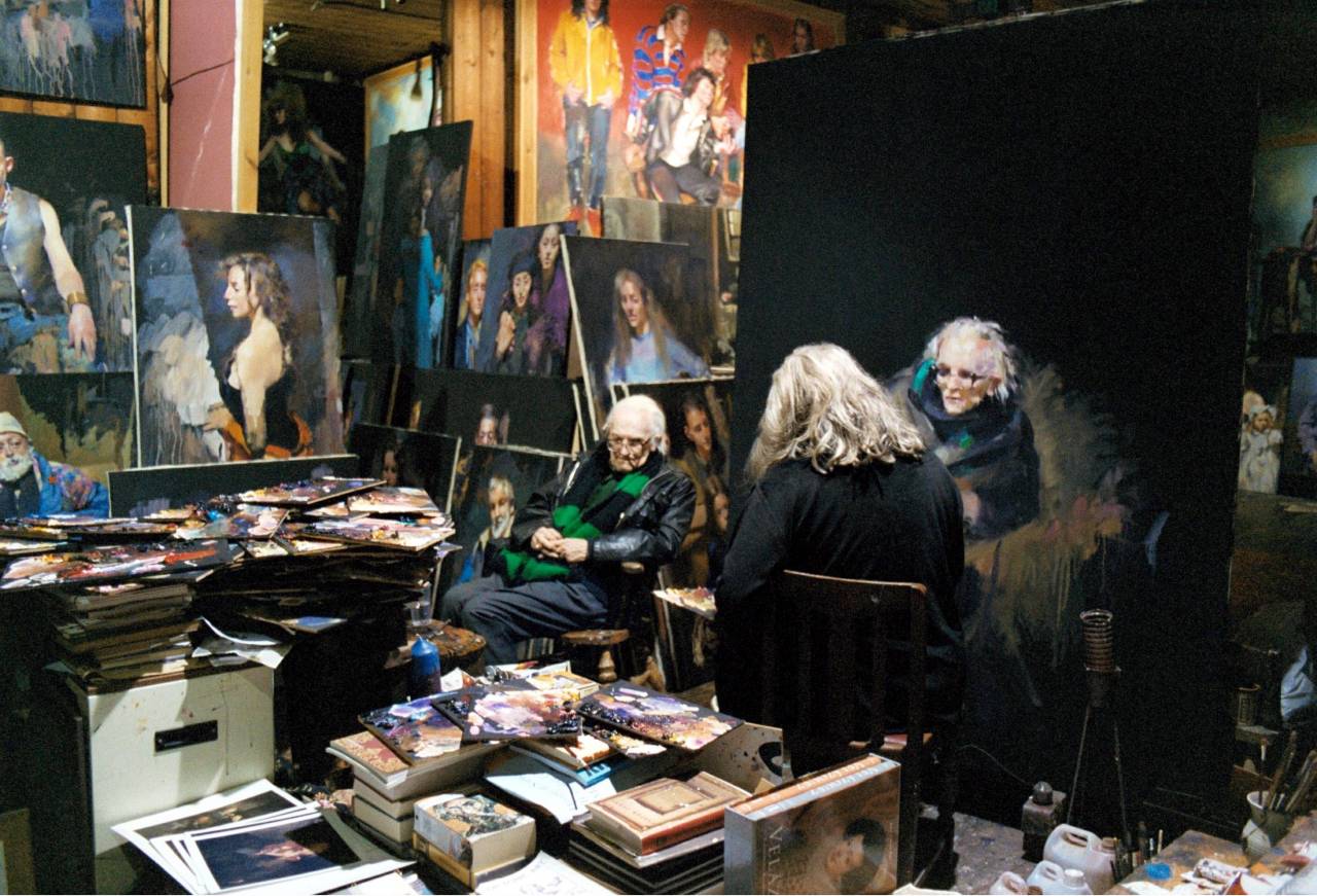 MICHAEL FOOT AND ROBERT LENKIEWICZ MICHAEL FOOT BEING PAINTED BY ARTIST ROBERT LENKIEWICZ IN HIS PLYMOUTH STUDIO. May 15, 2001