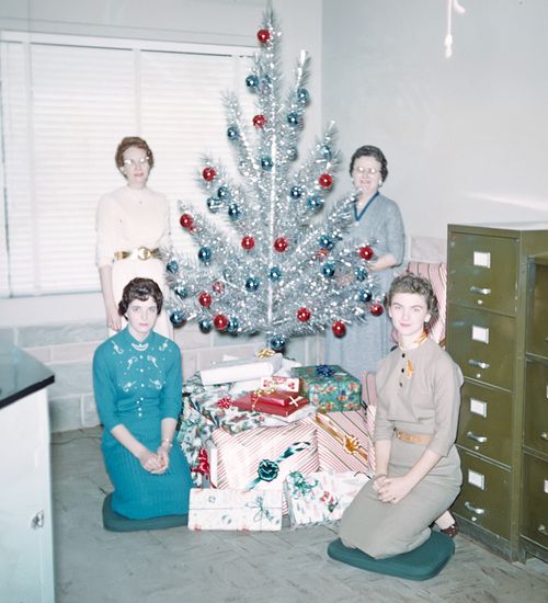 woman Christmas tree 1950s 1960s aluminum aluminium