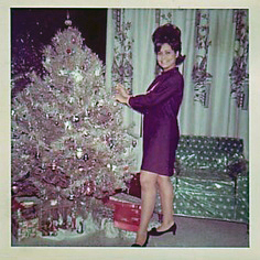 woman Christmas tree 1950s 1960s aluminum aluminium