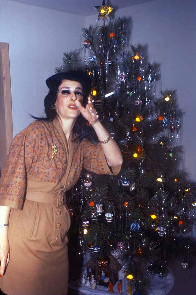 woman Christmas tree 1950s 1960s