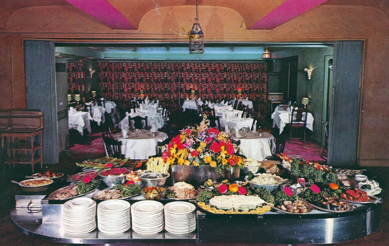 SOMERVILLE NJ Stockholm Restaurant Smorgasbord Buffet Table Vintage Postcard Old 