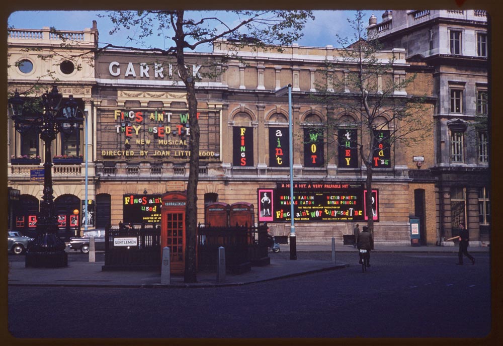 Apr. 27, 1961 Description (Slide): Garrick theatre end of Irving St. LONDON