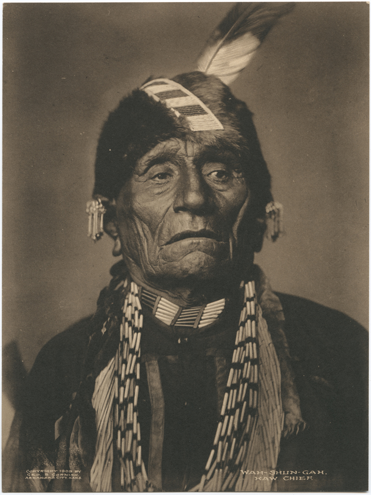 Wah-Shun-Gah. Kaw Chief. Creator: Cornish, Geo. B. (George Bancroft) Indian portraits Date: 1909