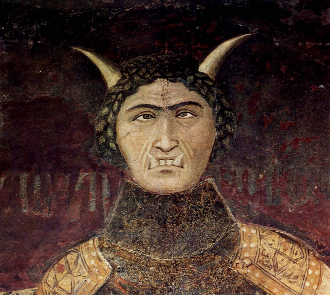 mbrogio Lorenzetti, Allegory of Bad Government, detail, the face of Tyranny.