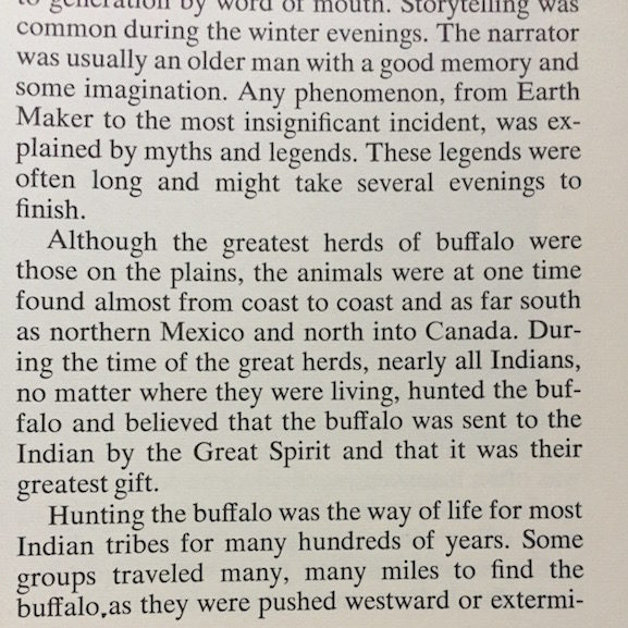 Morrow explained that Native Americans believed the buffalo was the gift of The Great Spirit