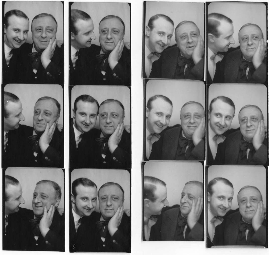 Le photographe Willy Michel (à gauche) et Jean Bastia, chansonnier et librettiste d'opérette (Les amants légitimes, Bob...). À gauche : en octobre 1934.