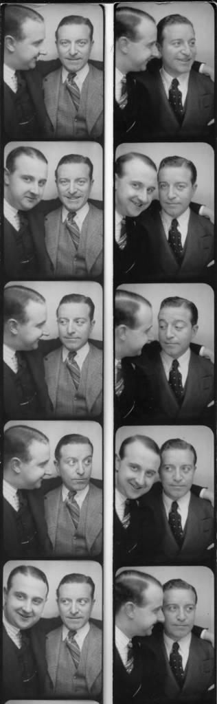 Le photographe Willy Michel (à gauche) et Aimé Simon dit Simon-Girard (1889-1950), acteur de cinéma (François Ier, Les perles de la couronne...) et d'opérette (Annabella, Le Diable à Paris...).