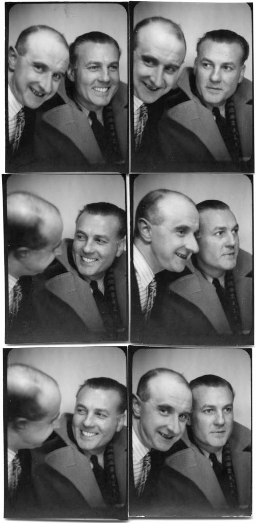 Le photographe Willy Michel (à gauche) et Edgar dit Raymond Rouleau (1904-1981), metteur en scène (Huis-clos, Noces de sang...) et acteur de théâtre (Le sourire de la Joconde, Le fil rouge...) et de cinéma (L'aventure est au coin de la rue, Le secret de Madame Clapain, Le couple idéal...). Le 18 février 1948