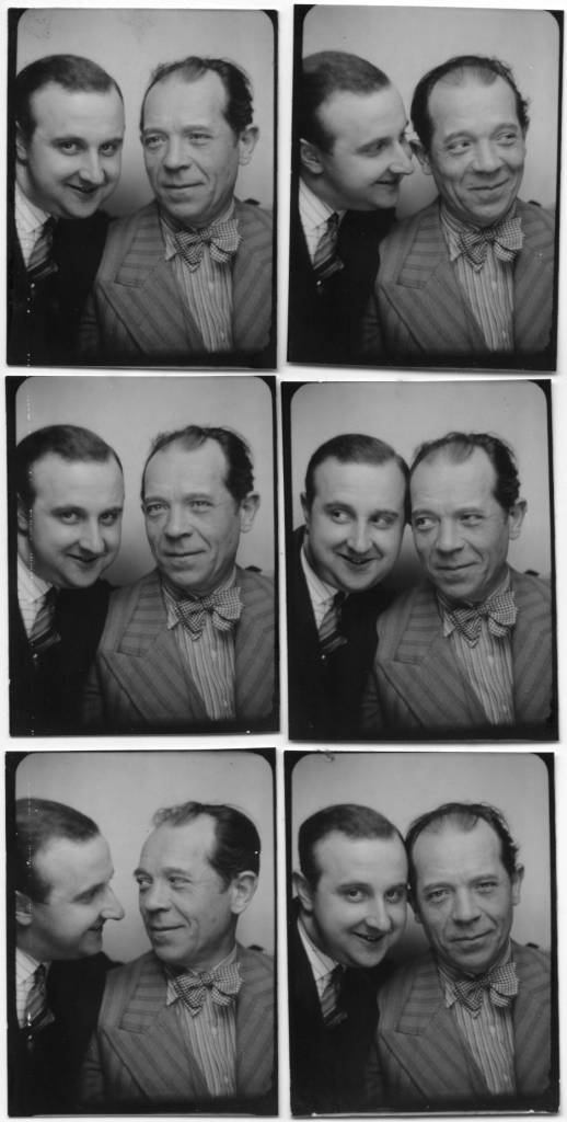 Le photographe Willy Michel (à gauche) et Pierre Larquey (1884-1962), acteur de théâtre (Savez-vous planter les choux ?...) et un des plus populaires seconds rôles du cinéma français (L'assassin habite au 21, Le corbeau, Quai des Orfèvres, Les diaboliques...). Le 6 juin 1934