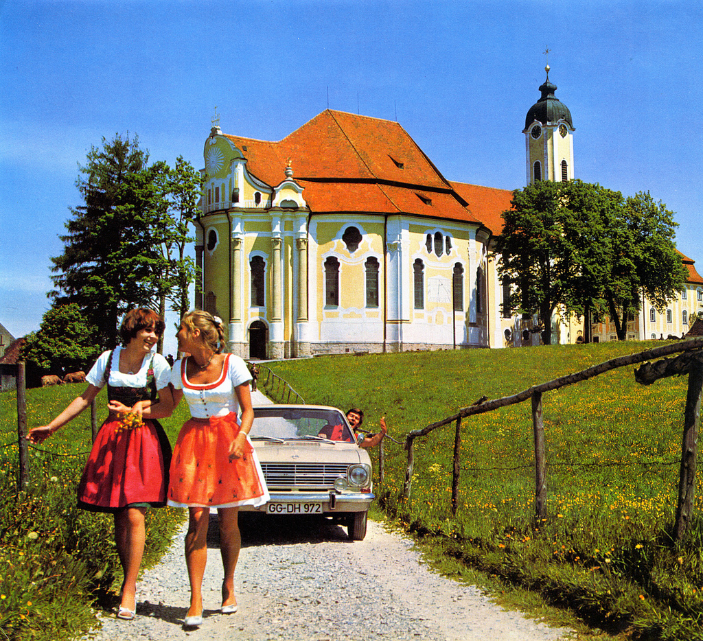 Opel Kadett at the Wieskirche 1970 Opel calender - Wieskirche, Bavaria
