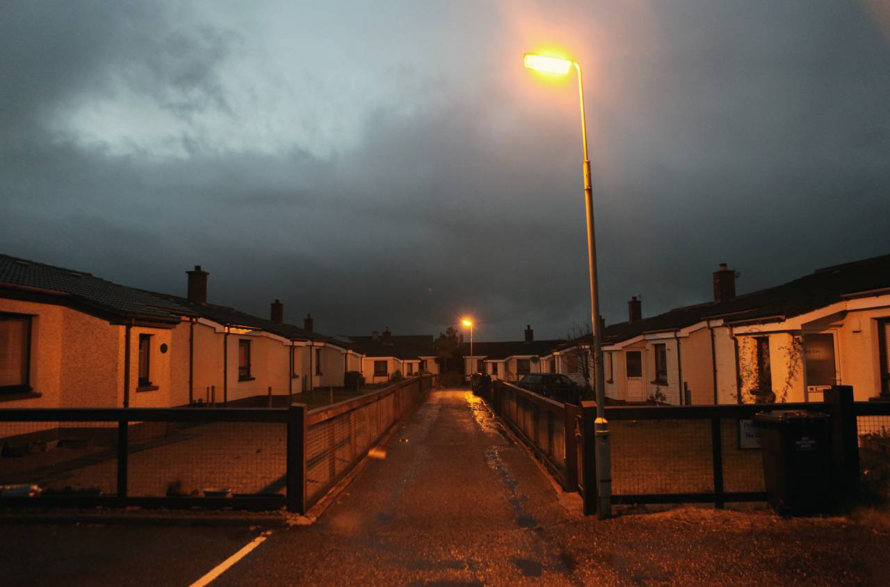 Post-war prefabricated houses in Plasterfield, Stornoway, Isle of Lewis, Scotland. About 50 of them were built in 1947 as a response to the post-war housing shortage on Lewis. They were called the "Isle of Lewis type".