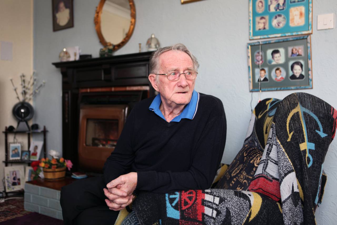 Bernard Dye in his prefab in Killarmarsh, January 2013