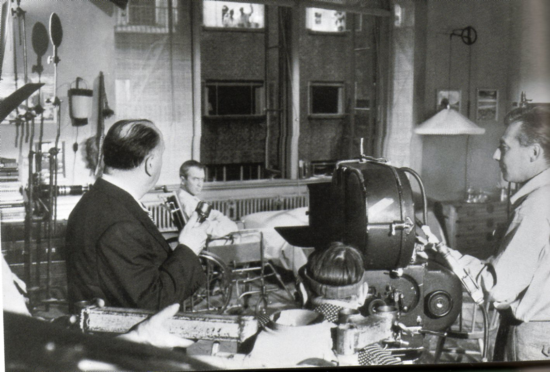 Hitchcock on set of Rear Window, 1954