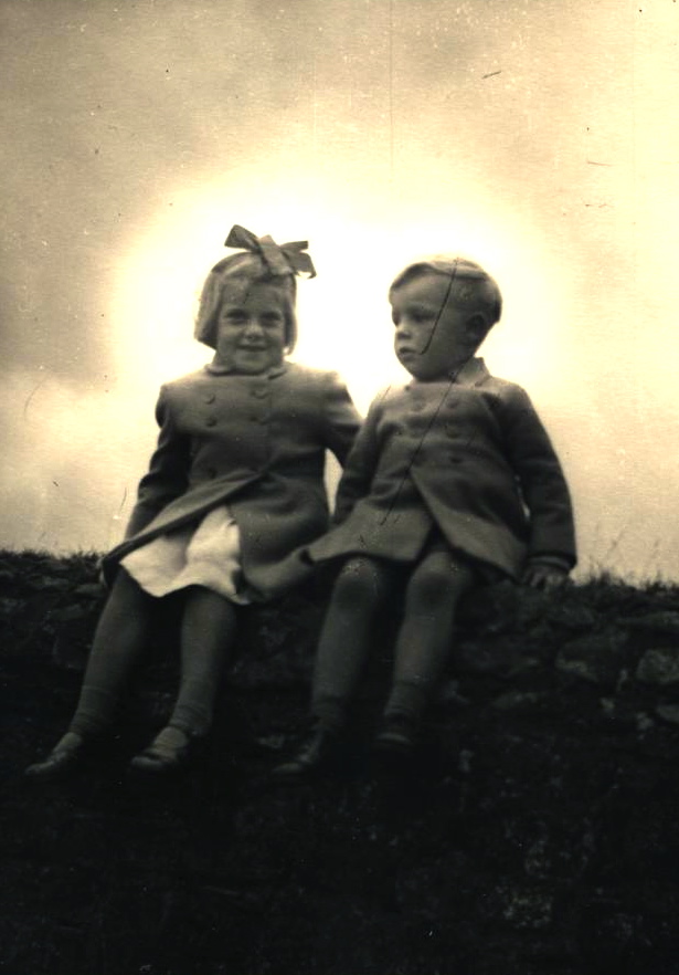 Alan Brine and his sister Rosemary outside their prefab