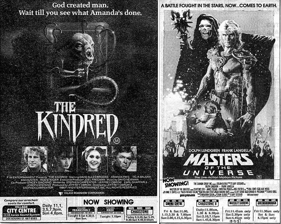 Sci-Fi & Horror Movie Newspaper Adverts from 1986-1987 ...