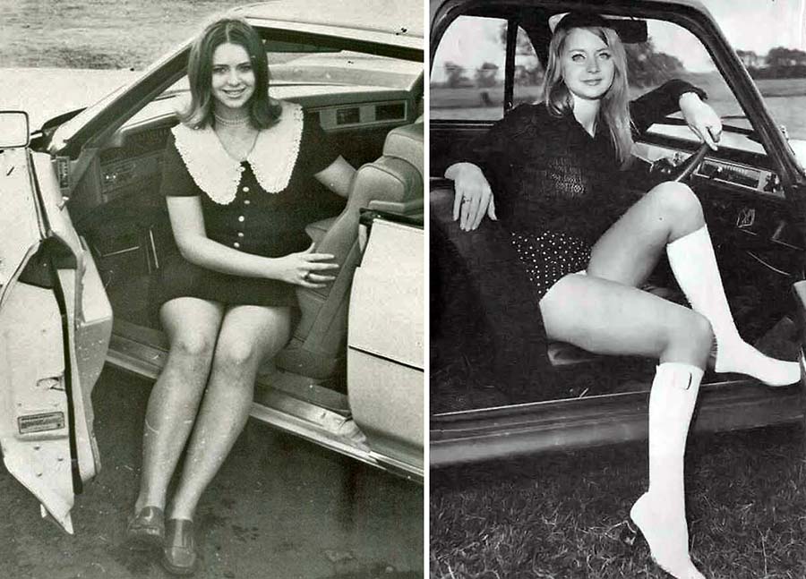 vintage girls in their cars