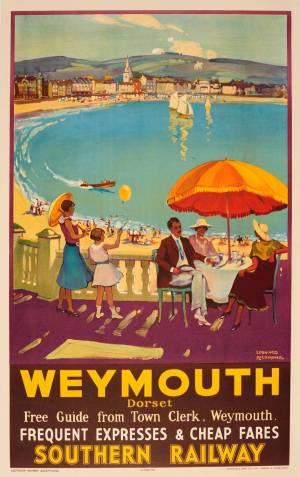 1935 Southern Railway Travel Advertising Poster For Weymouth Dorset ...