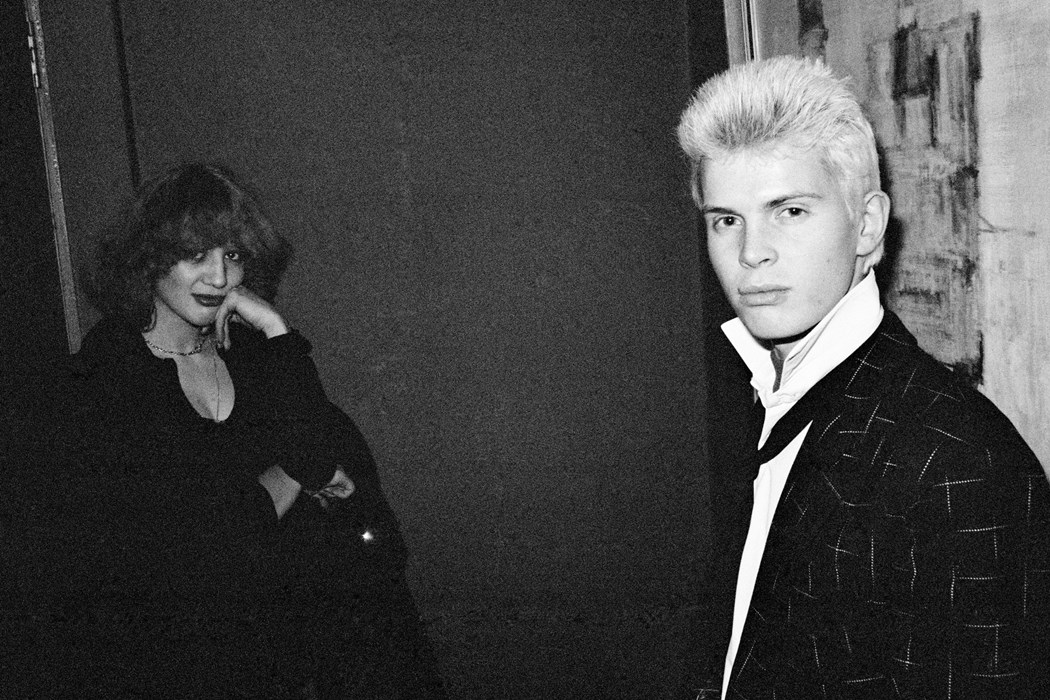 Billy Idol in transition from brown haired Beatle-cut to peroxide Punk Apollo. The Roxy, December 1976