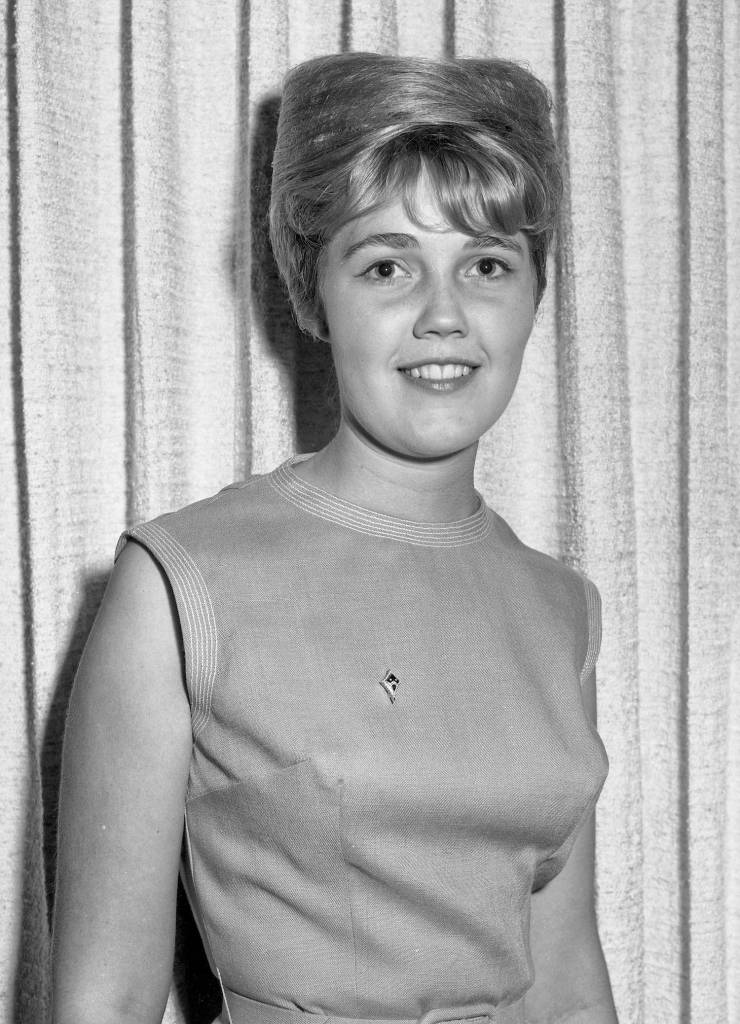 Kathy at spring social, Fresno State College, 1964
