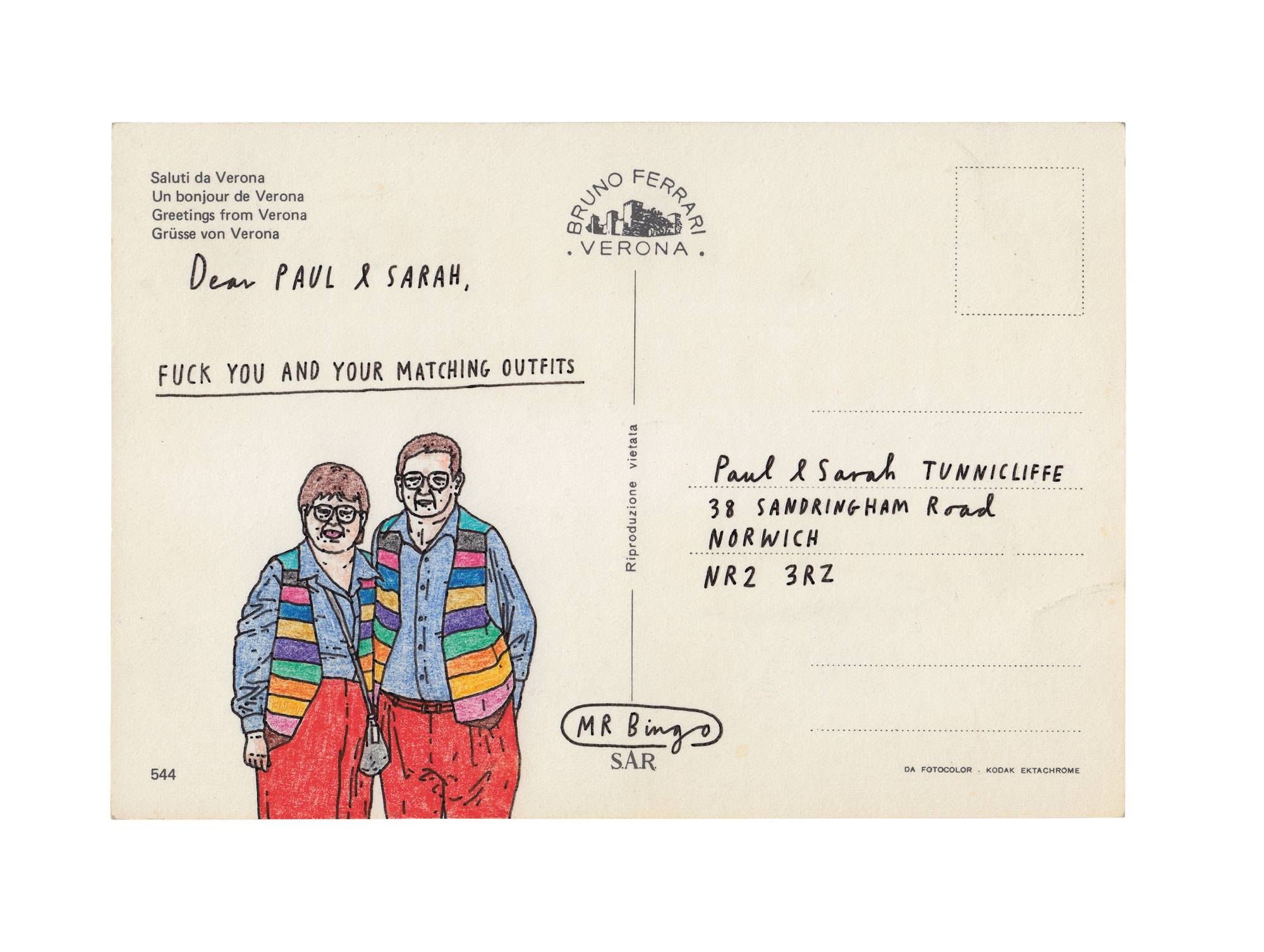 Mr Bingo postcards art illustrations letters