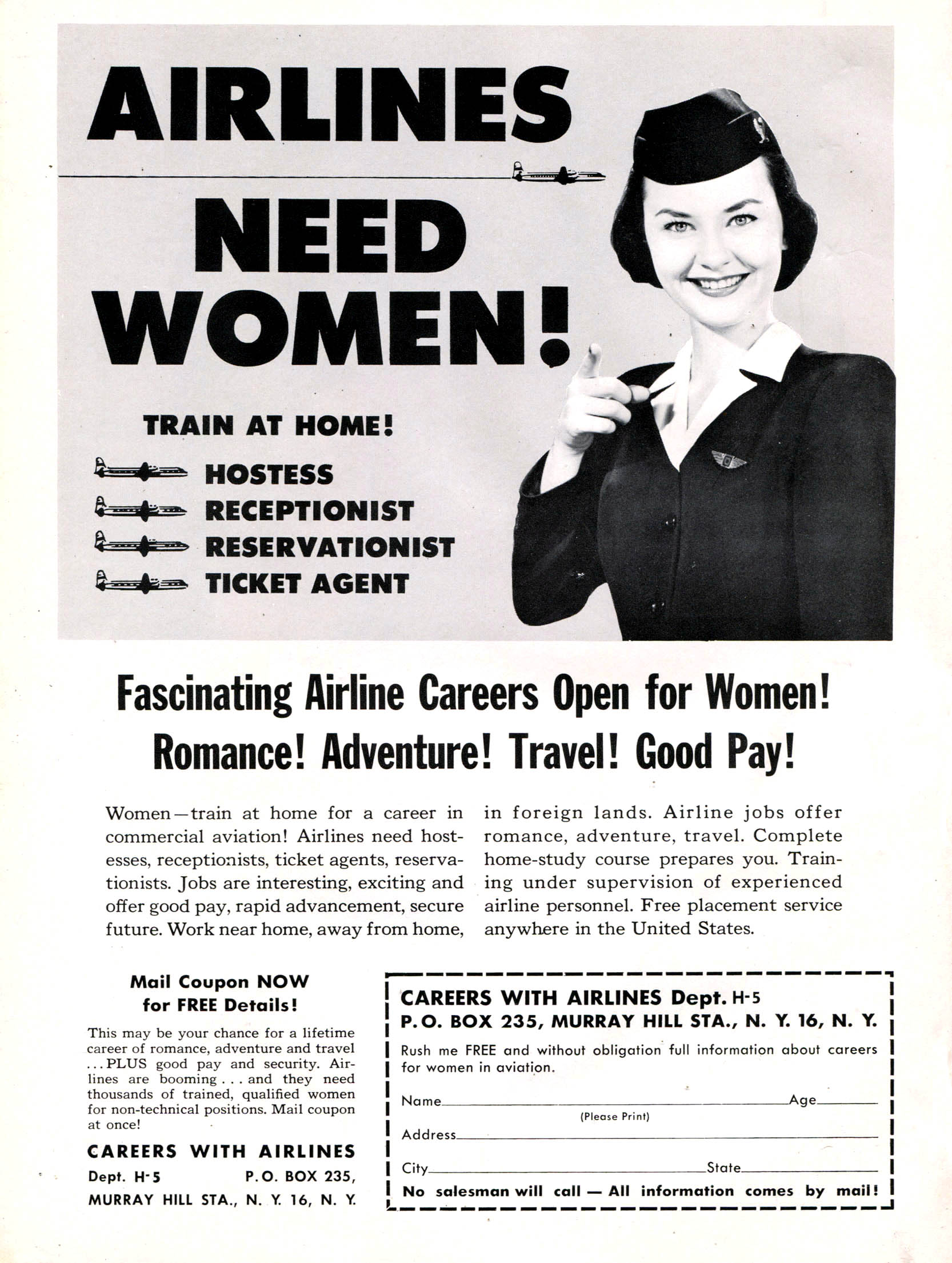 Stewardess or Secretary? Career Ads for Women in the 1960s and 70s -  Flashbak