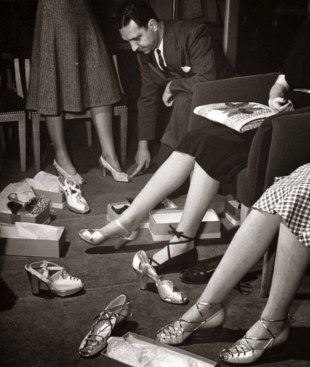 Vintage Images of Women Shoe Shopping (And The Humble Salesmen That ...