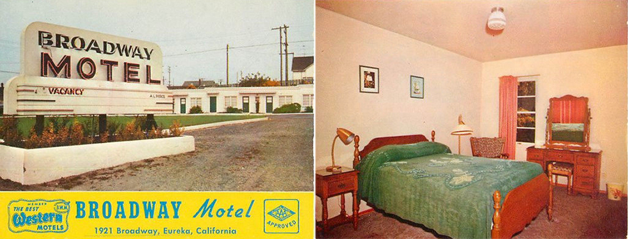 1950s Broadway Hotel EUREKA entrance interior Redwood Hwy