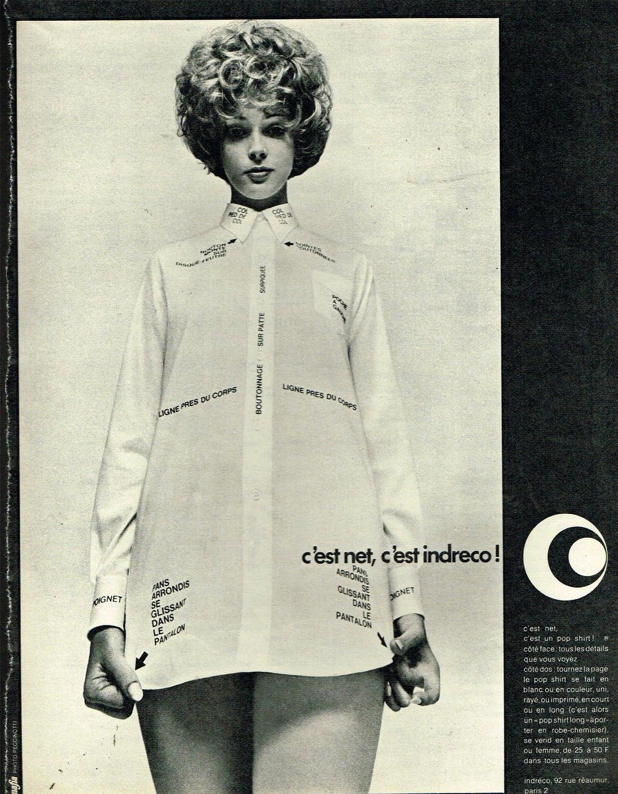 1969 Pret à porter Chemise Indreco par Peccinotti