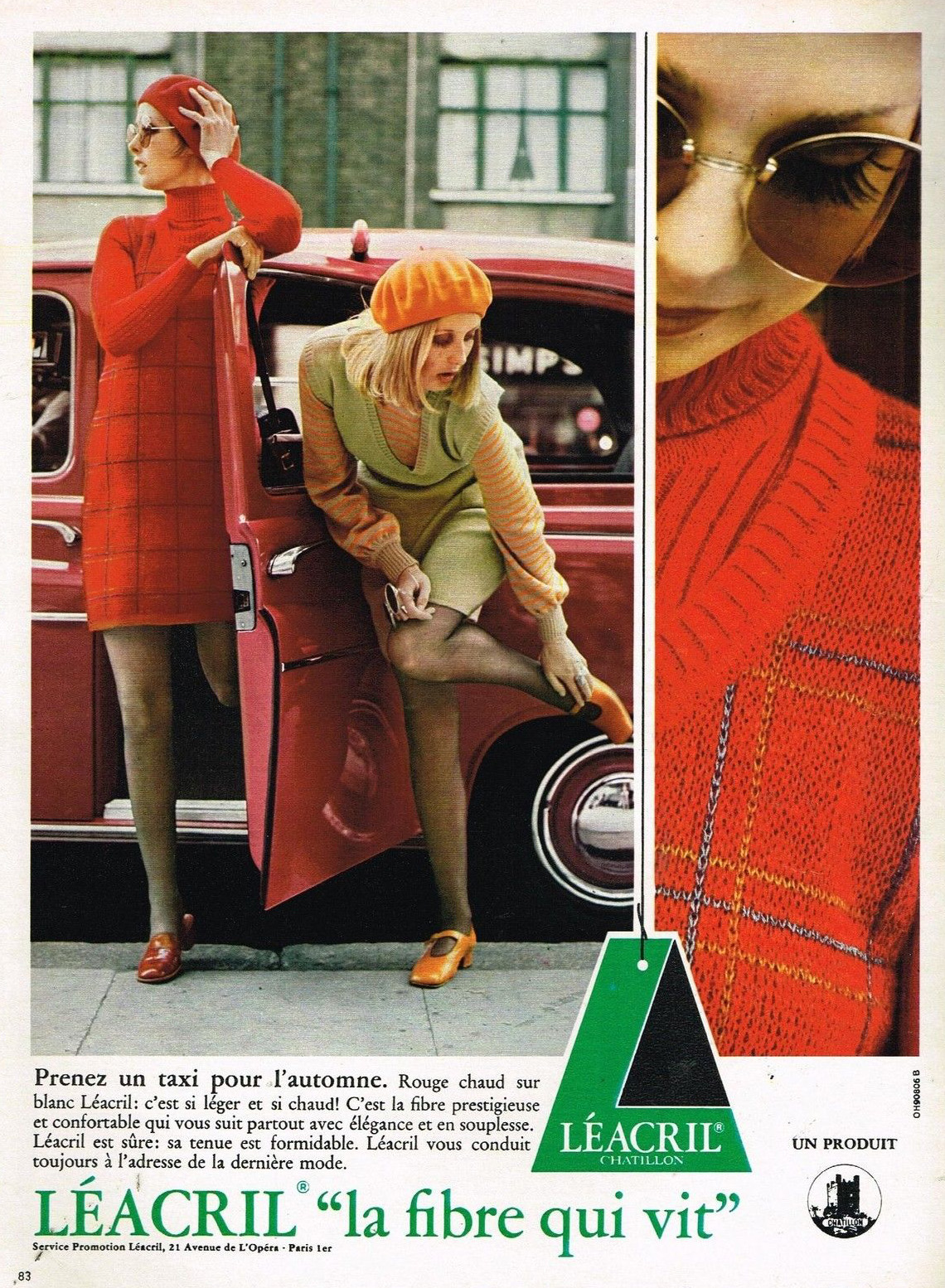 1969 Pret à porter le tissu velours Léacril