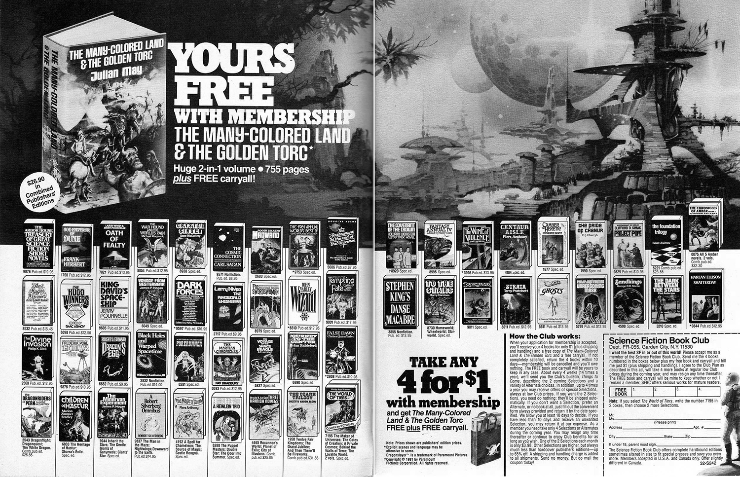 1981 fantasy sci fi book club advert