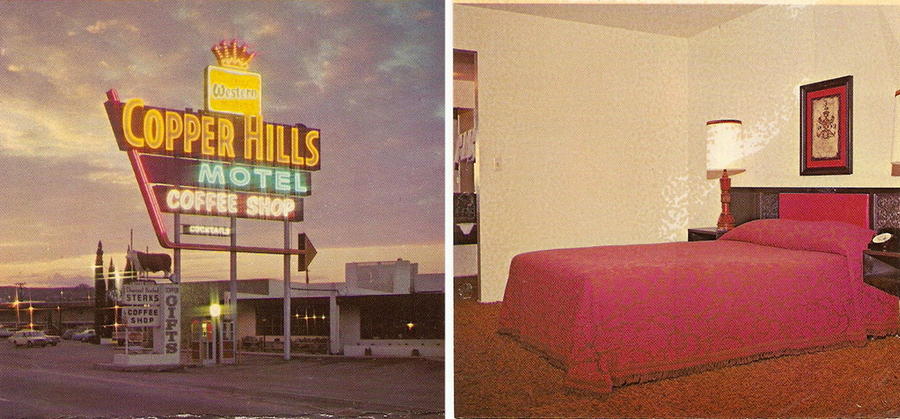 COPPER HILLS BW MOTEL RESTAURANT Miami AZ Vintage 1970s Photo Postcard