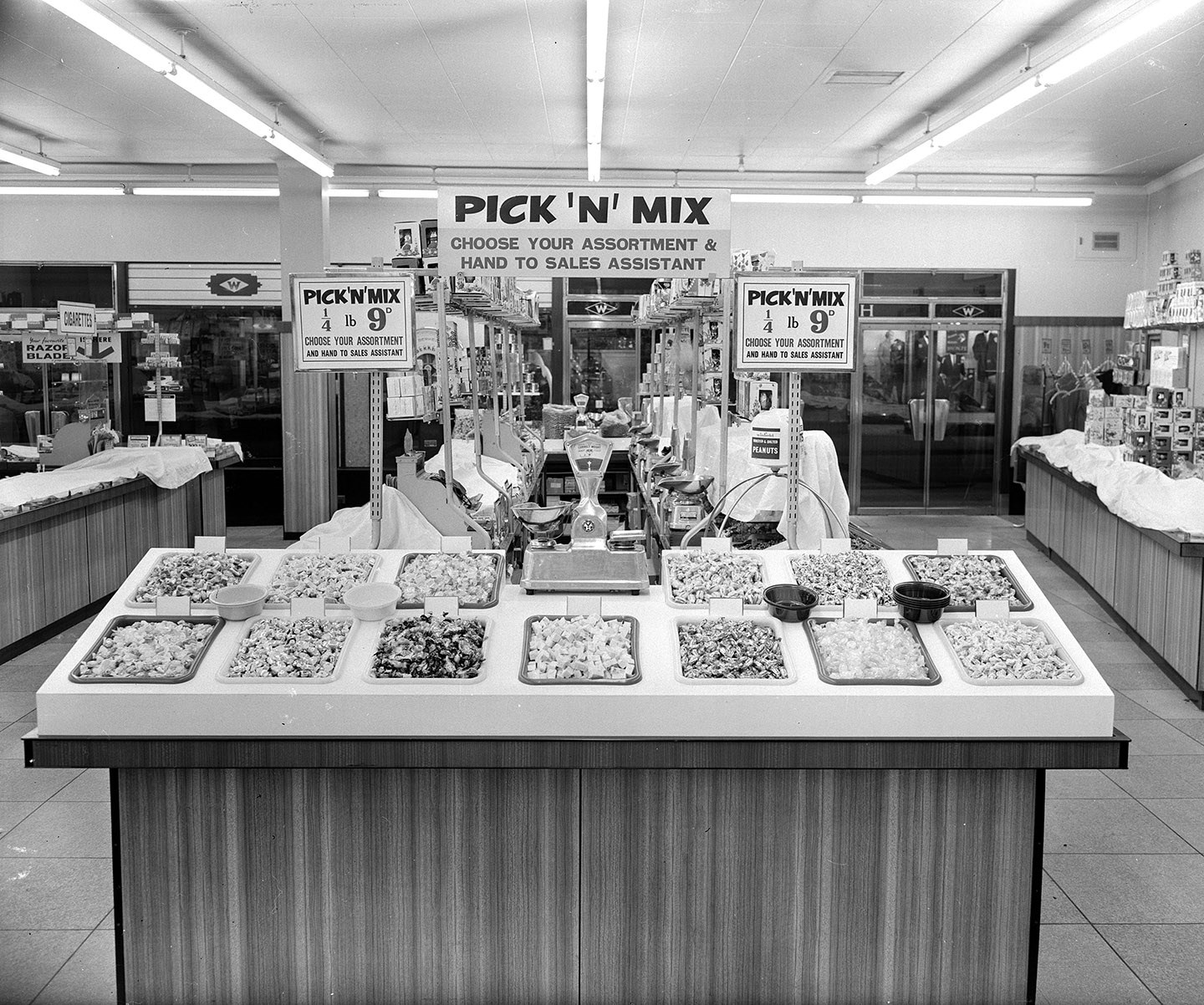 Early Pick n Mix counter Stafford Woolworths 1964