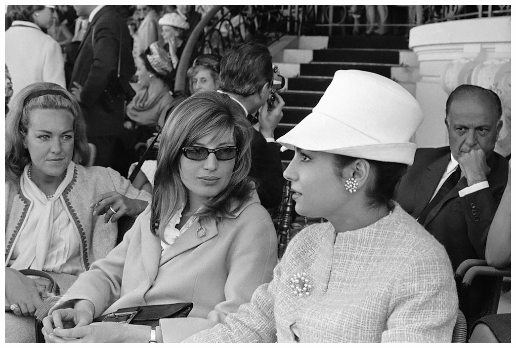 Italian actress Monica Vitti (left) and Rossana Schiaffino attend Rome’s Derby Horse Race at the Capannelle track in Rome on May 7, 1964. (AP Photo/Giulio Broglio)