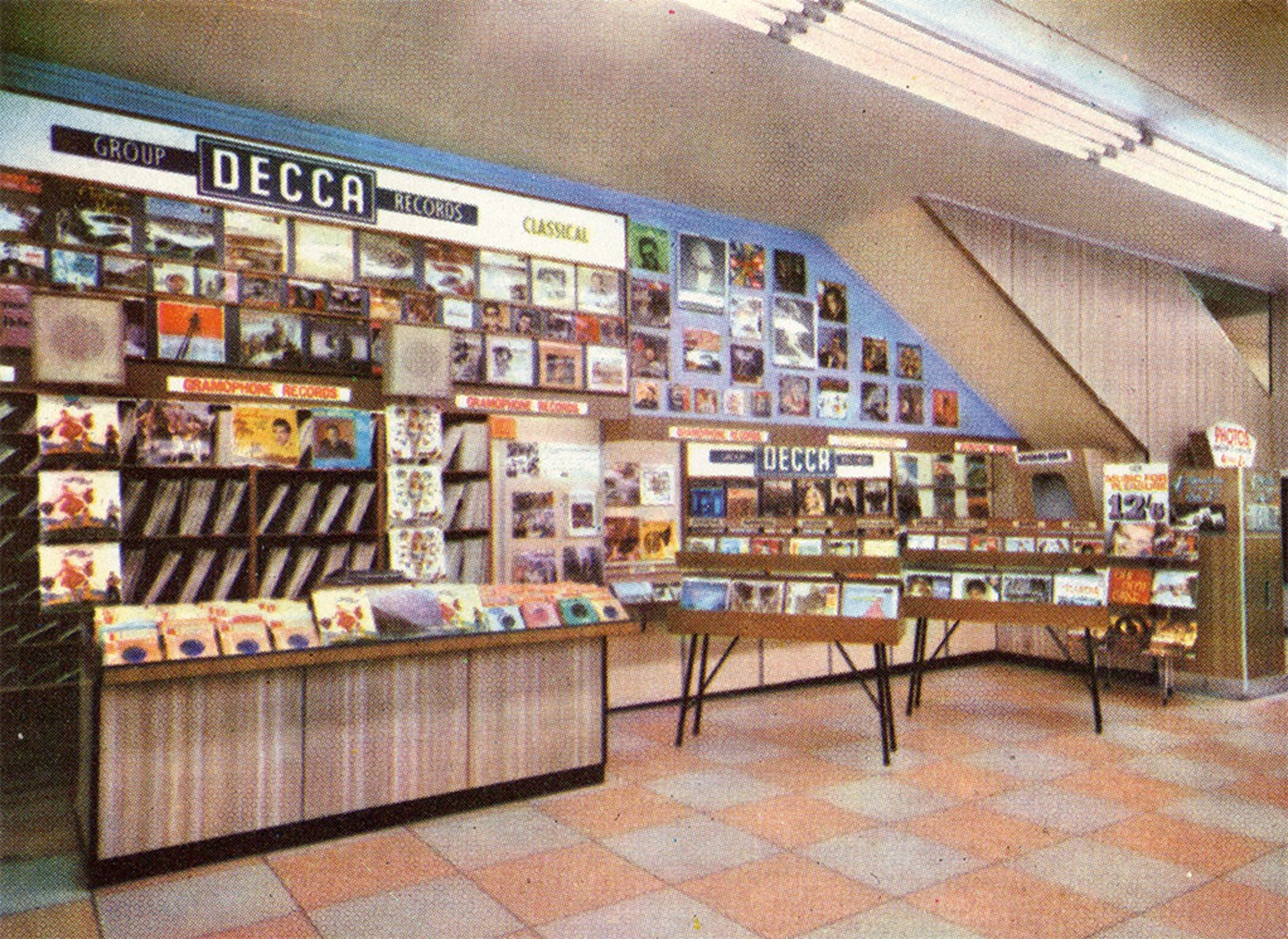 The ‘Record Corner’ tucked under the stairs in a Birmingham store in 1965
