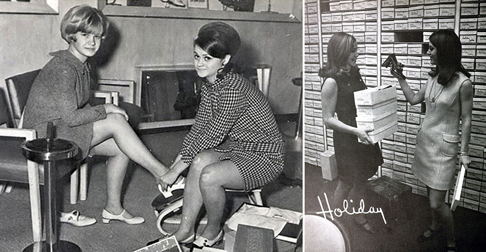 vintage women shoe shopping