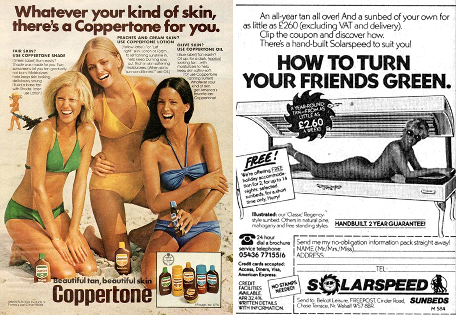 1976 coppertone and tanning bed advert