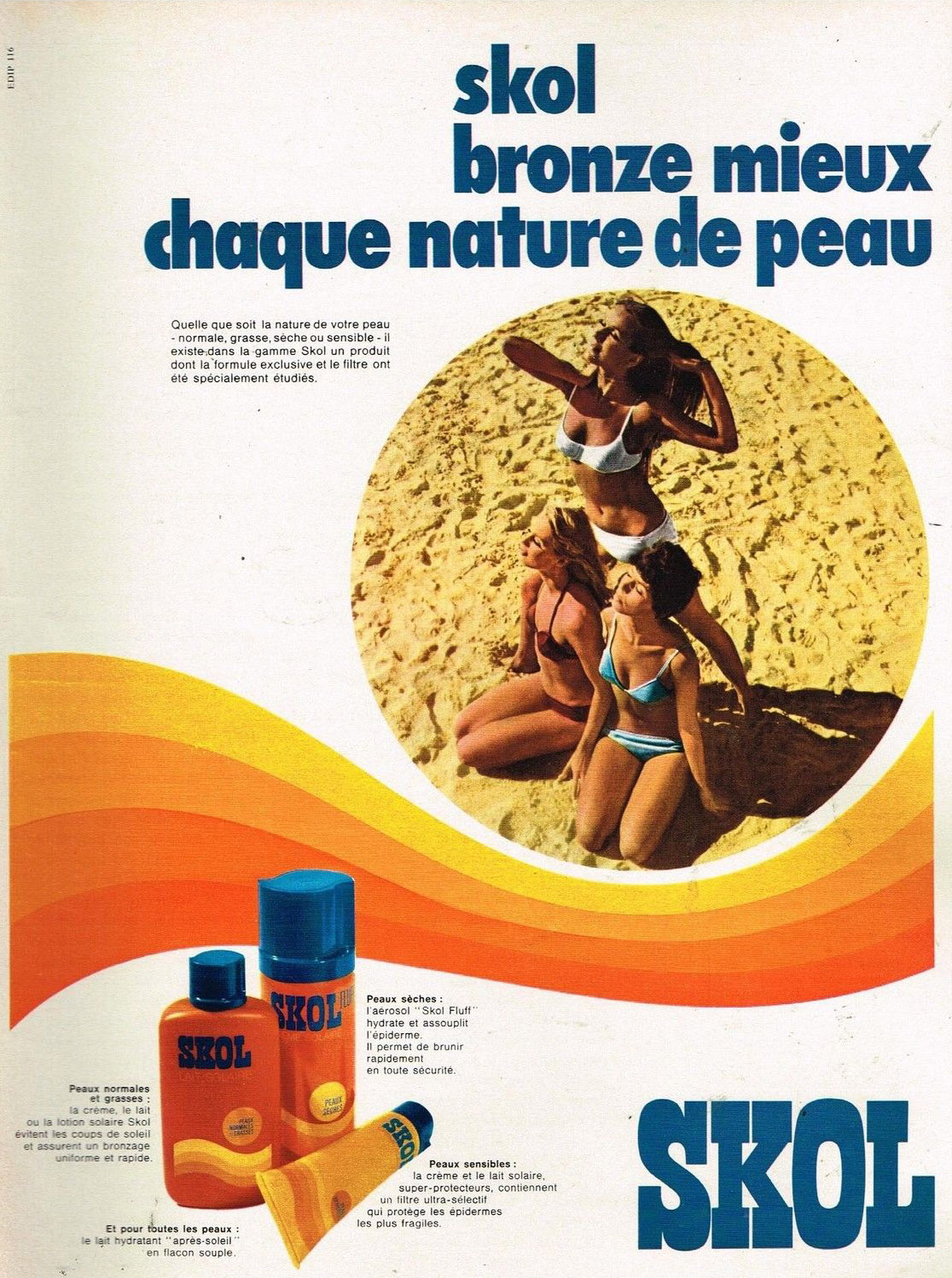 Publicité Advertising 1970 Cosmétique crème Solaire Skol