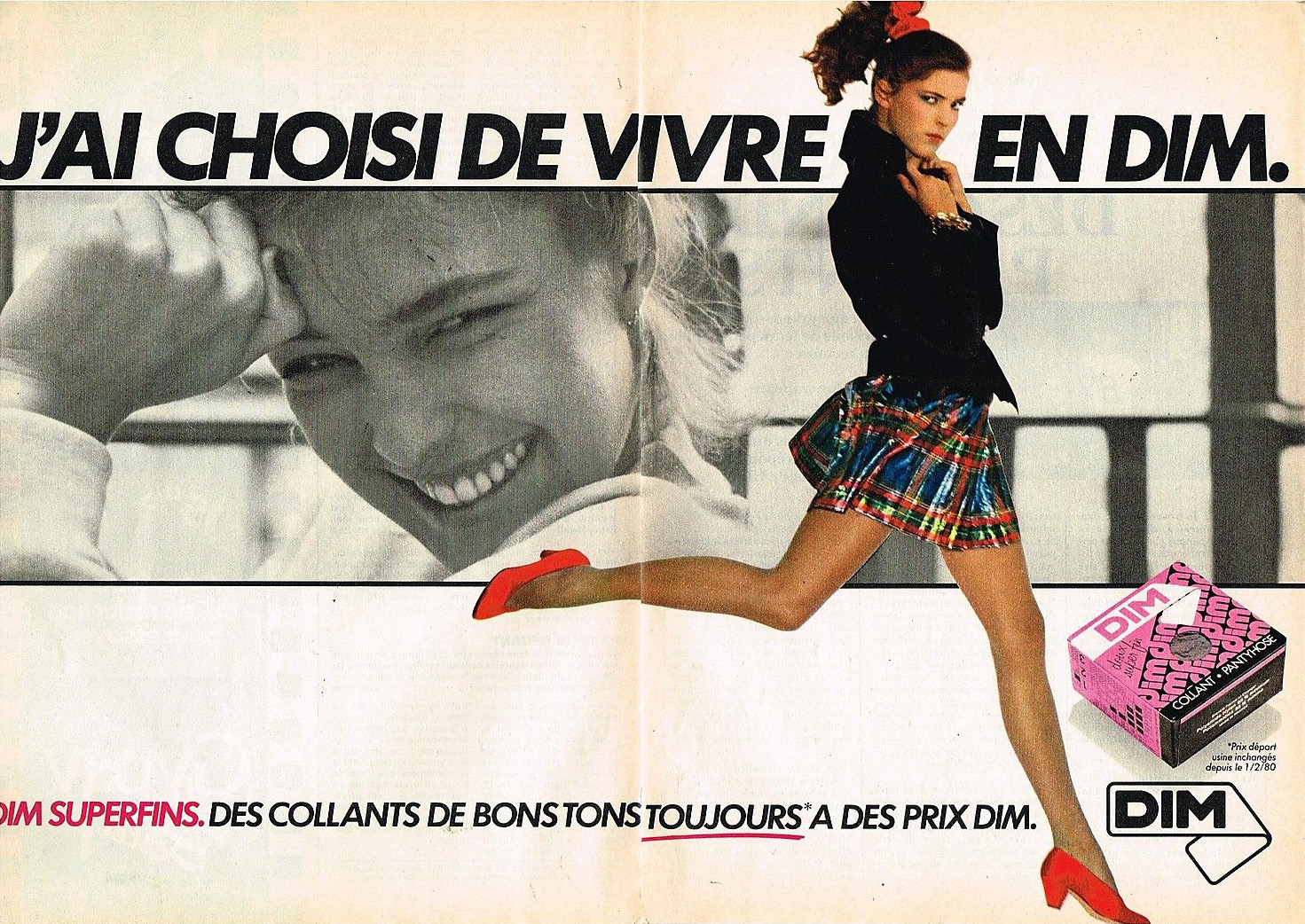 Publicité Advertising 1980 Les bas et Collants DIM Superfins