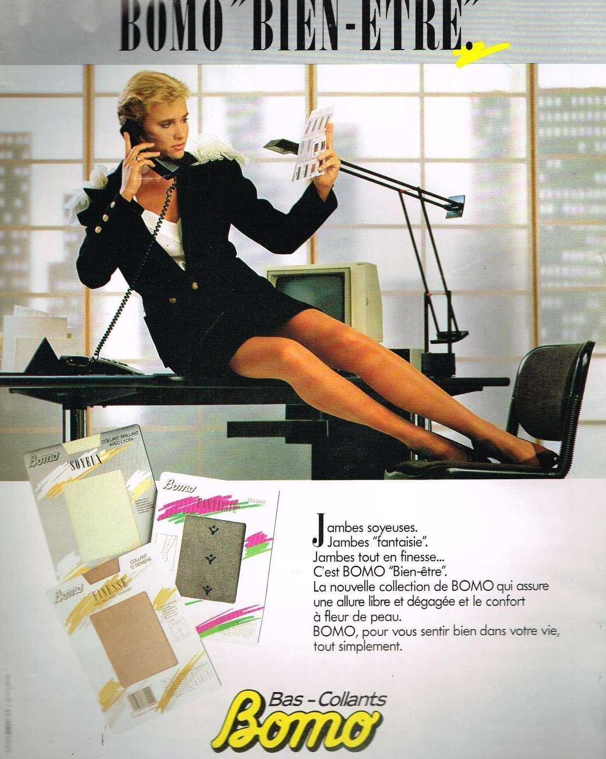 Publicité Advertising 1987 Les Bas et Collants Bomo