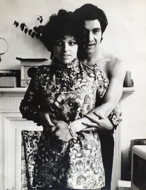 Elizabeth Hamey modelling for Kleptomania with her friend Roger, 1968 © Refna
