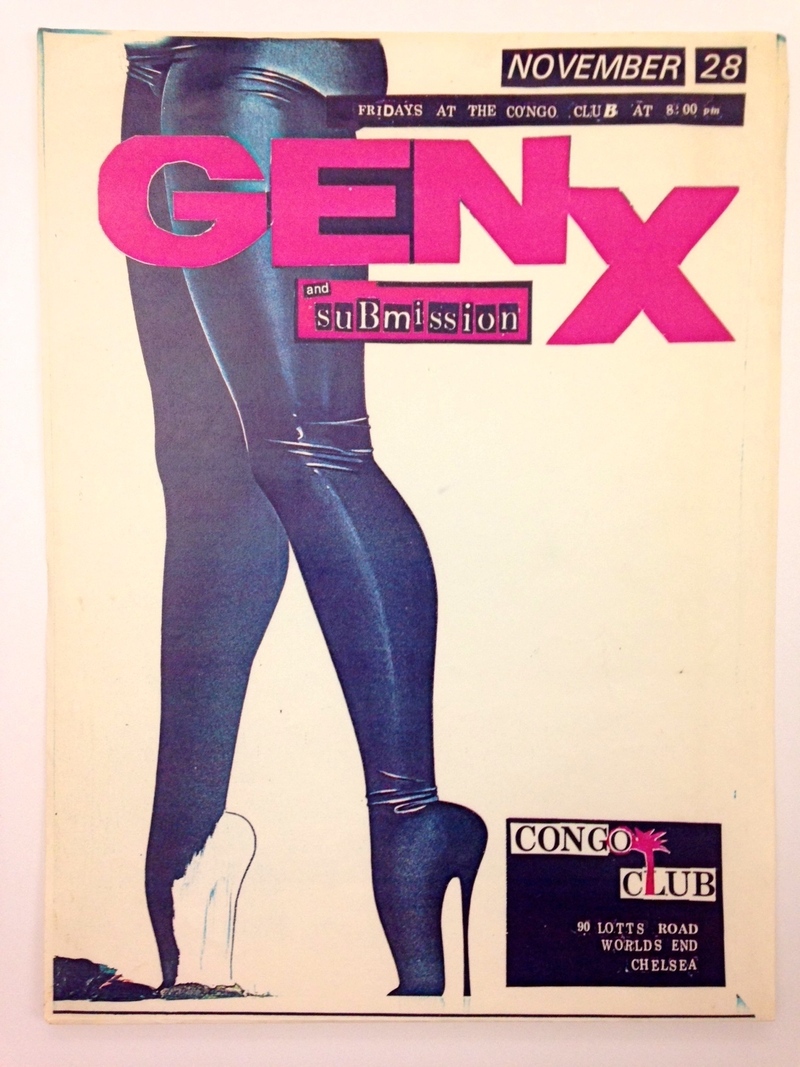 Allen Jones appropriation in artwork for late 70s Generation X gig designed by Burkeman’s friend Barry Jones, one of the faces behind punk club The Roxy and guitarist for the London Cowboys and Johnny Thunders