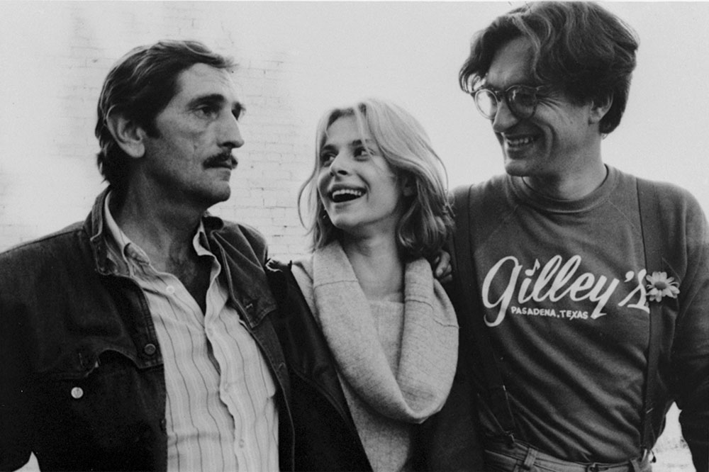 Harry Dean Stanton, Nastassja Kinski and Wim Wenders on the set of Paris, Texas