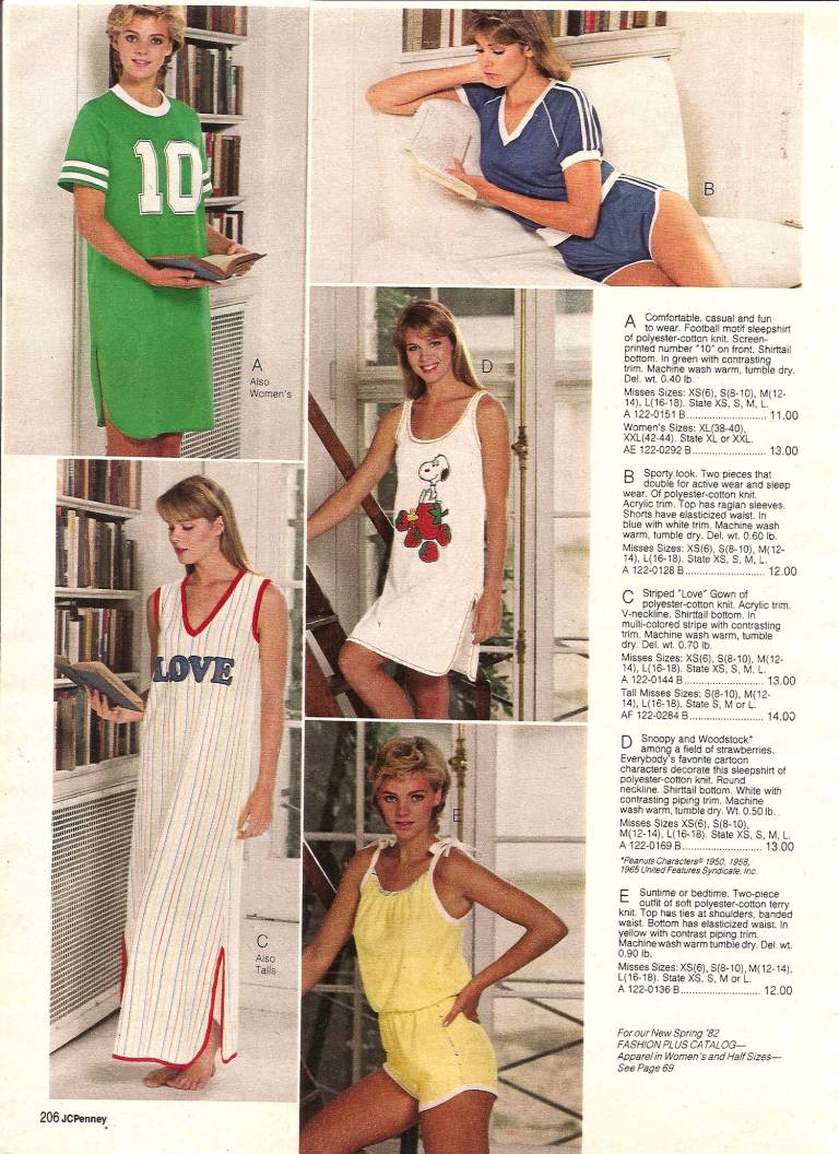 Frilly Nightgowns to Garfield Pajamas: 1980s Women's Sleepwear Catalog ...