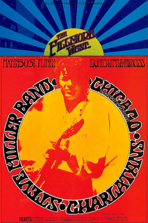One of the Charlatans’ last performances was at the Fillmore West in 1969. Poster by Randy Tuten via ClassicPosters.com.